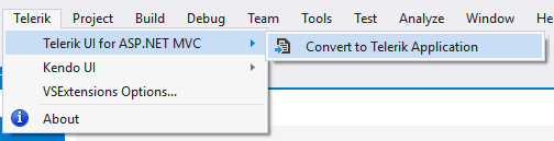 UI for ASP.NET MVC The selected project in VS is a standard ASP.NET MVC 5 web application