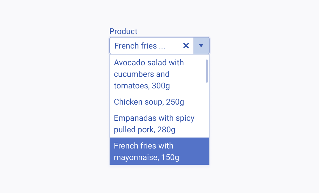 Do not use circumstantial and excessively long descriptions of the Telerik and Kendo UI ComboBox options. A Telerik and Kendo UI ComboBox rendering long and wordy option descriptions spanning more than a single row.