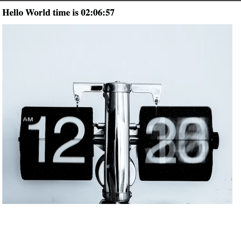 app showing current time App showing current time